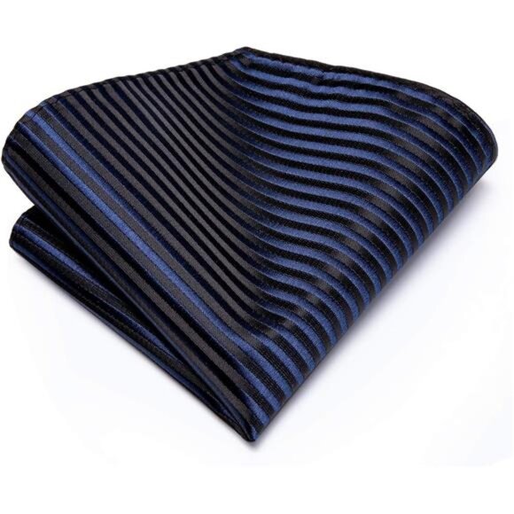 Mens Paisely Floral Silk Tie for Men Striped Necktie and Pocket Square Set - Picture 4 of 6